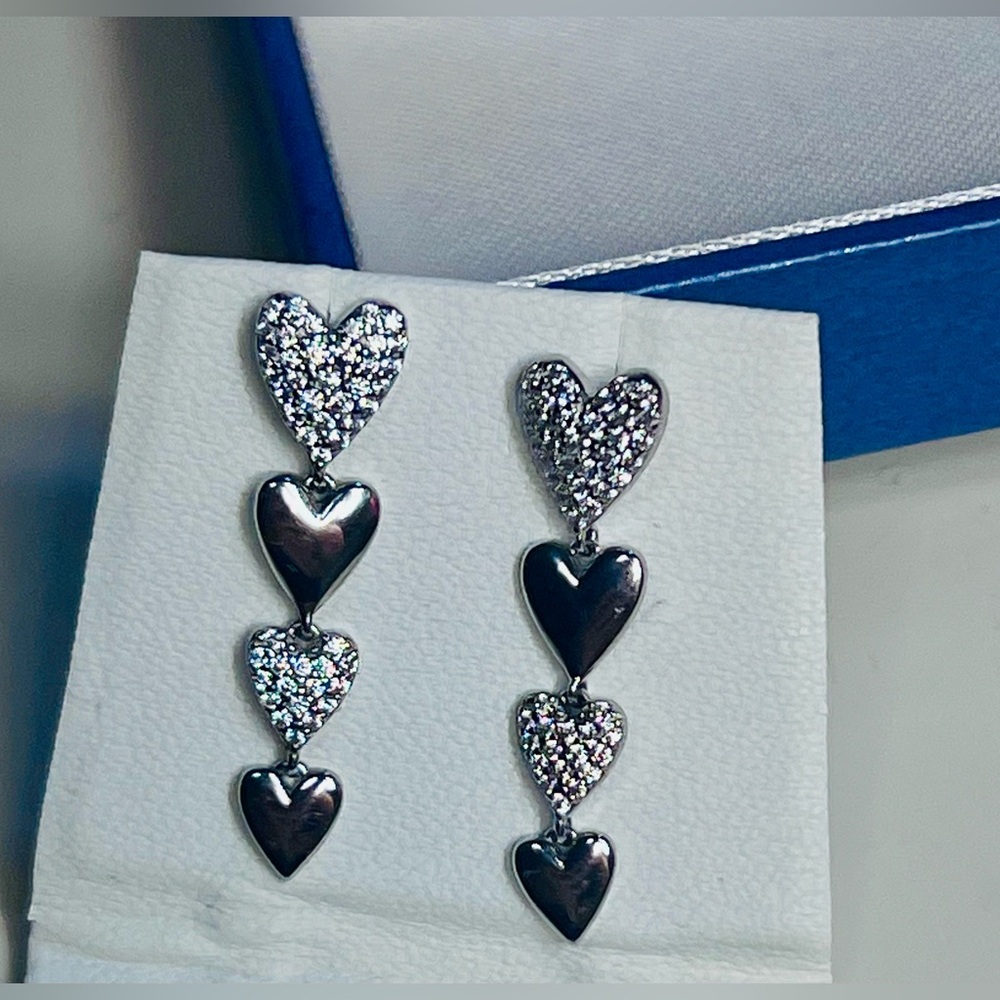Sterling Silver Heart Drop Earrings